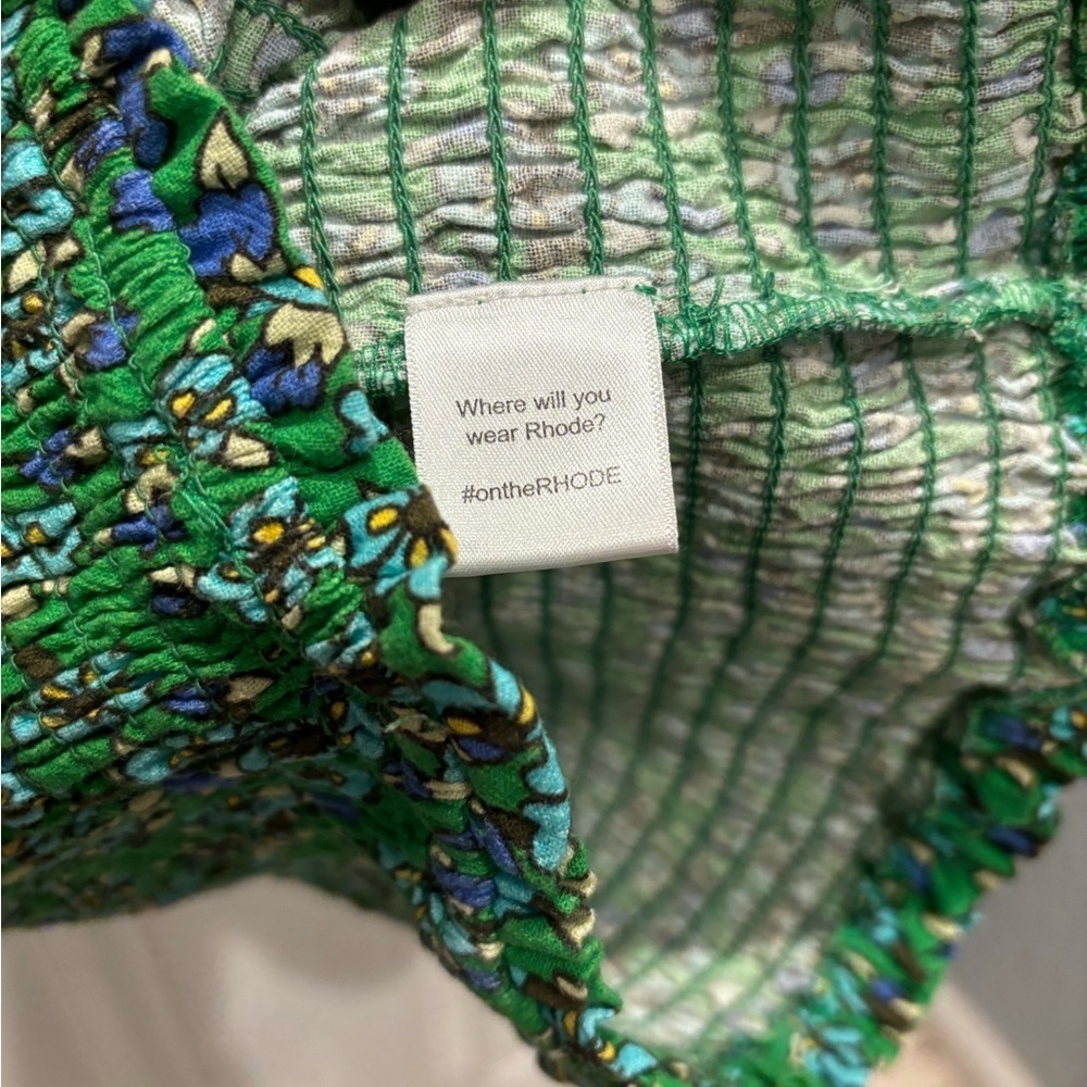 RHODE Jasmine Dress Green Floral Smocked Mini Dress Size small Bodycon Sexy Cute - Picture 5 of 7